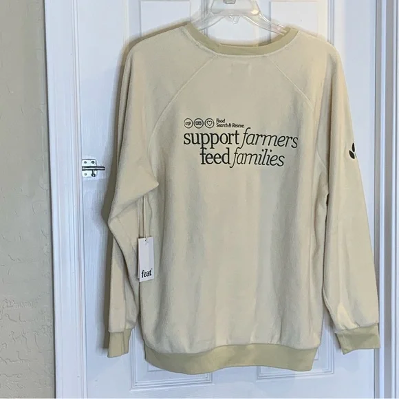FEAT. Blanket blend soft Crewneck Sweatshirt in Oatmilk Size XXL - Picture 4 of 13